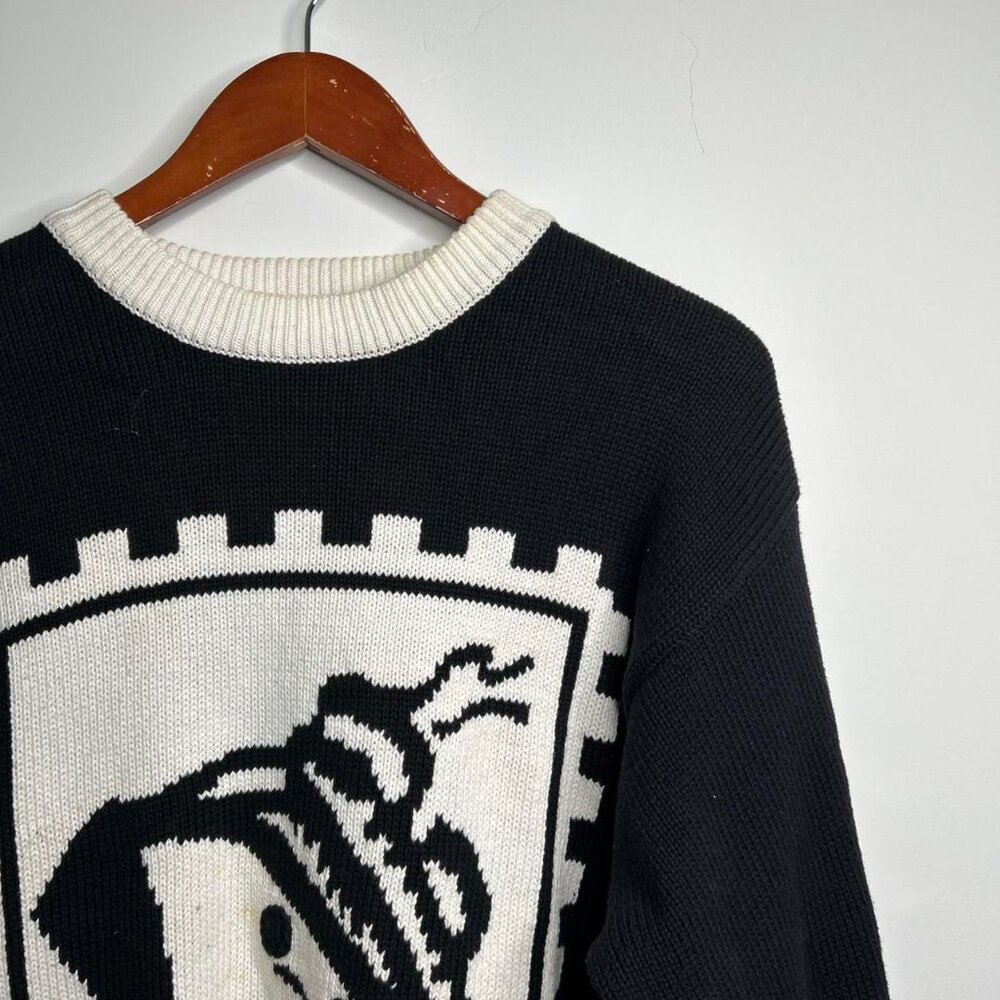 VTG 80s 90s Liz Sport black white cruise ship Nautical crewneck sweater size M